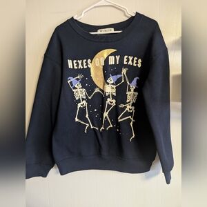 Navy Blue Medium Skeleton Sweatshirt-New Without Tags